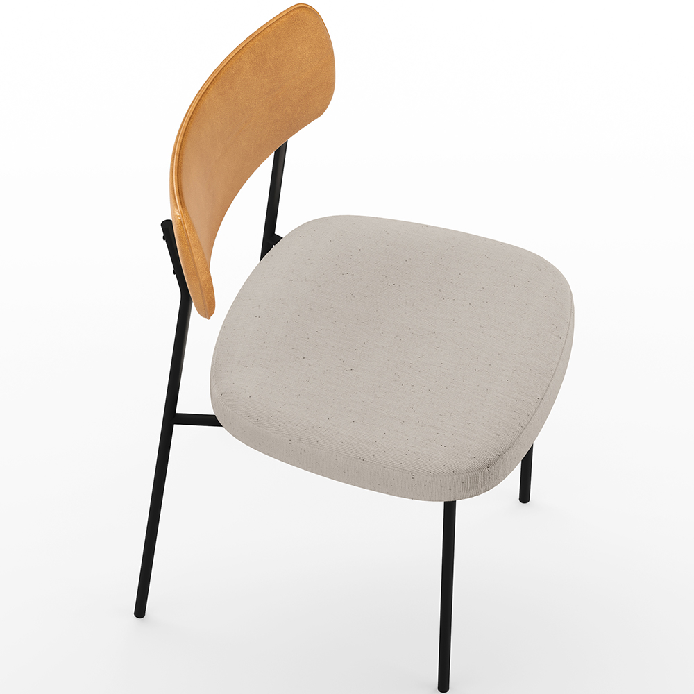 Cadeira Decorativa Para Sala De Jantar Melina L02 Couríssimo Whisky Linho Cru - Lyam Decor