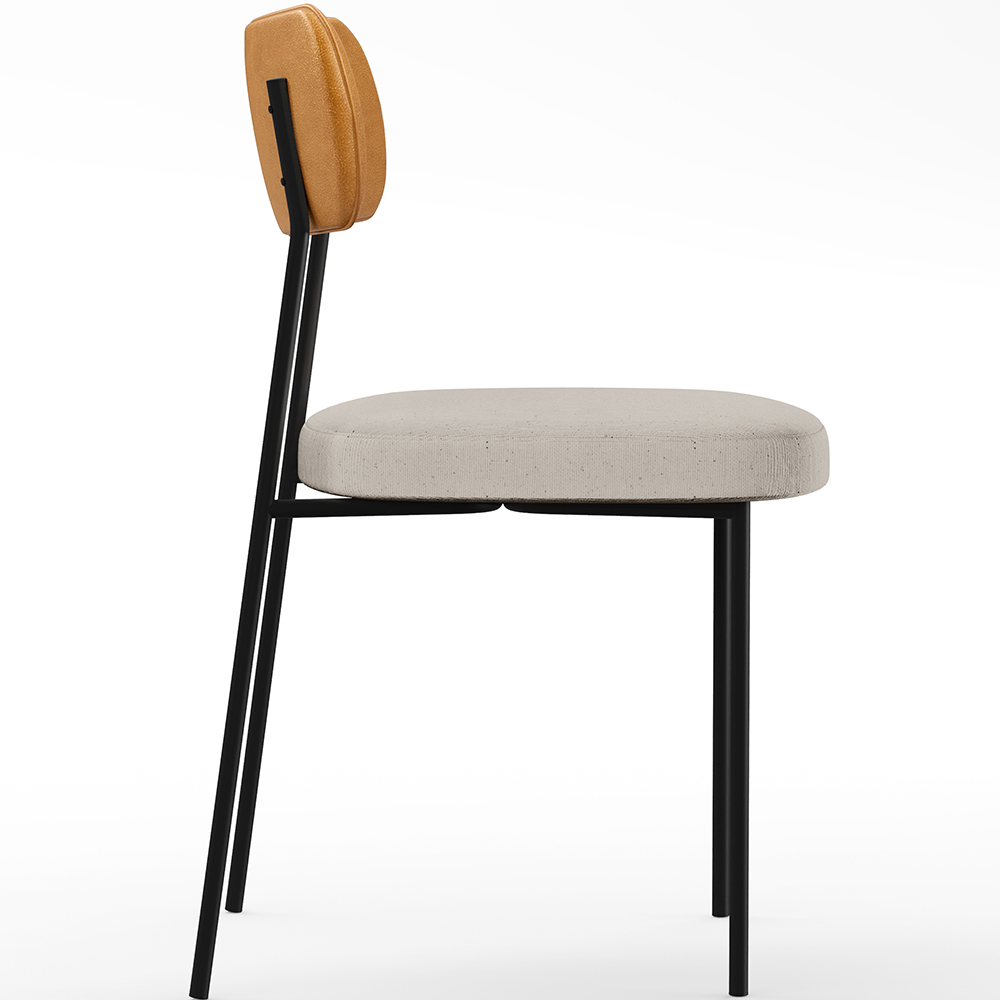 Cadeira Decorativa Para Sala De Jantar Melina L02 Couríssimo Whisky Linho Cru - Lyam Decor