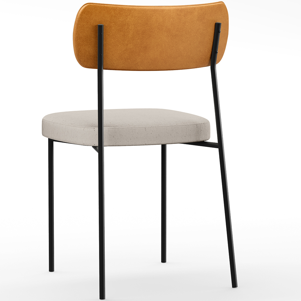 Cadeira Decorativa Para Sala De Jantar Melina L02 Couríssimo Whisky Linho Cru - Lyam Decor