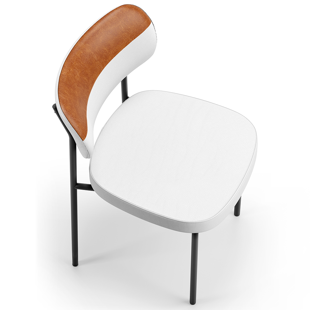 Cadeira Decorativa Para Sala De Jantar Melina L02 Faixa Couríssimo Camel Facto Branco - Lyam Decor