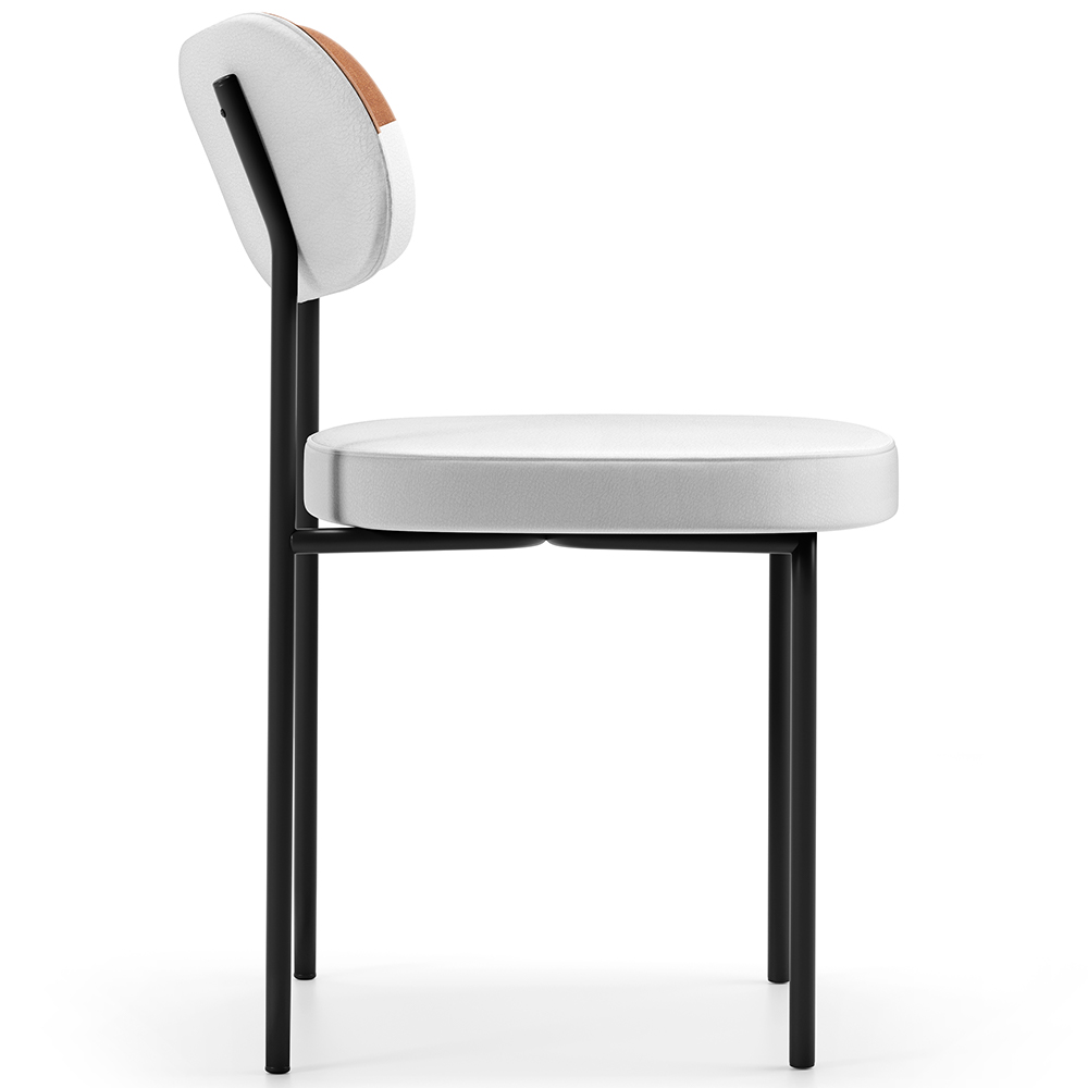 Cadeira Decorativa Para Sala De Jantar Melina L02 Faixa Couríssimo Camel Facto Branco - Lyam Decor
