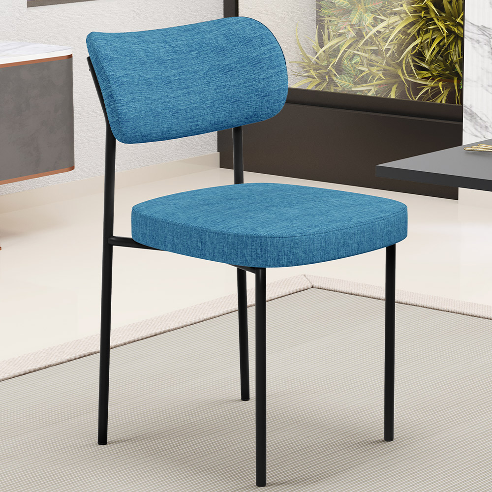 Cadeira Decorativa Para Sala De Jantar Melina L02 Linho Azul - Lyam Decor
