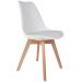 Cadeira Decorativa Para Sala de Jantar Ayla Com Base de Madeira E01 Branco - Lyam Decor