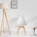Cadeira Decorativa Para Sala de Jantar Ayla Com Base de Madeira E01 Branco - Lyam Decor
