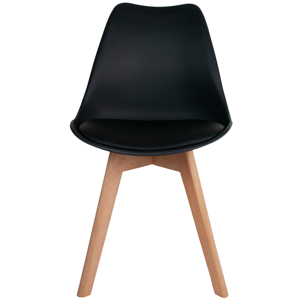 Cadeira Decorativa Para Sala de Jantar Ayla Com Base de Madeira E01 Preto - Lyam Decor