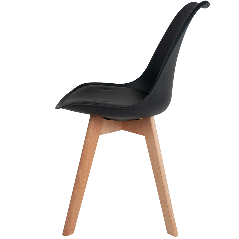 Cadeira Decorativa Para Sala de Jantar Ayla Com Base de Madeira E01 Preto - Lyam Decor