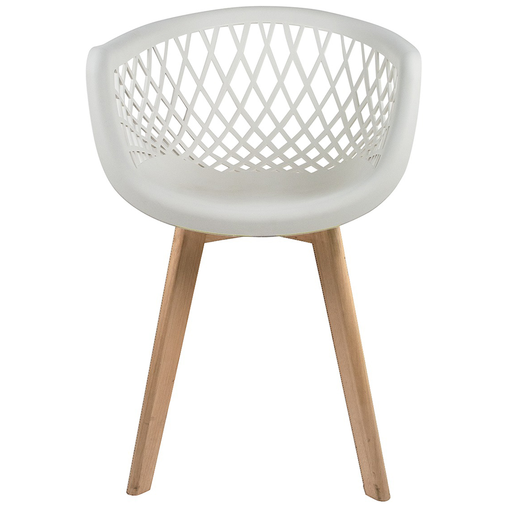 Cadeira Decorativa Para Sala de Jantar Madri Com Base de Madeira E01 Branco - Lyam Decor