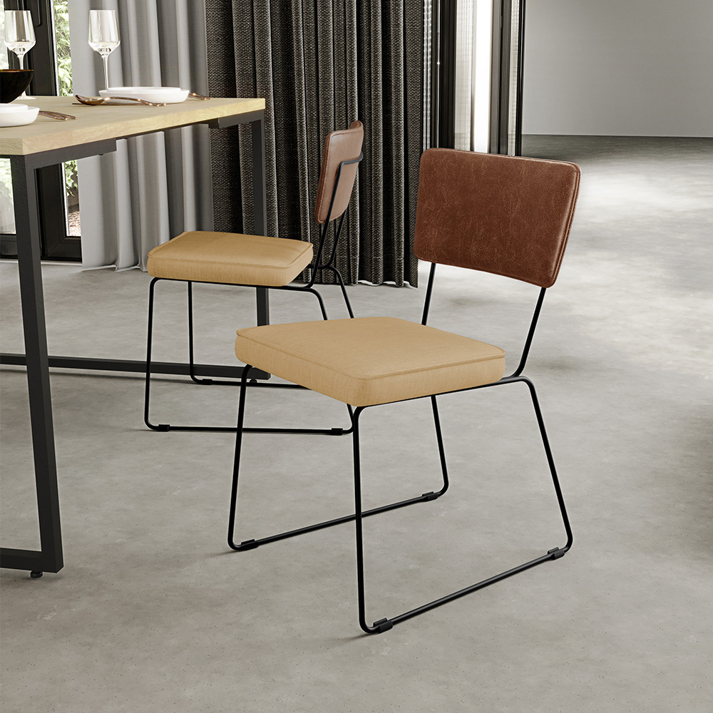 Cadeira Decorativa Sala De Jantar Allana L02 Couríssimo Marrom Linho Bege Escuro - Lyam Decor