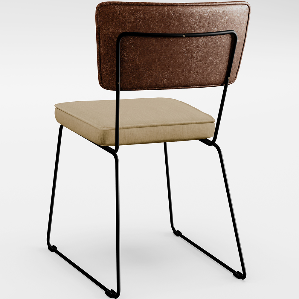 Cadeira Decorativa Sala De Jantar Allana L02 Couríssimo Marrom Linho Bege Escuro - Lyam Decor