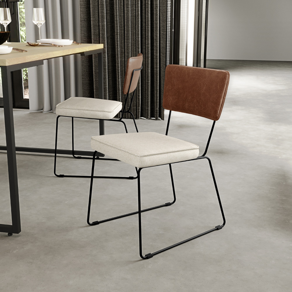 Cadeira Decorativa Sala De Jantar Allana L02 Couríssimo Marrom Linho Champagne - Lyam Decor