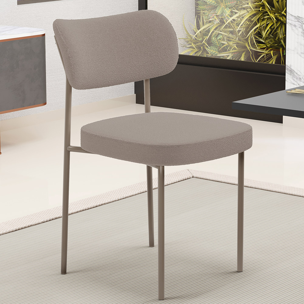 Cadeira Decorativa Sala De Jantar Melina Base Arena L02 Bouclê Bege - Lyam Decor