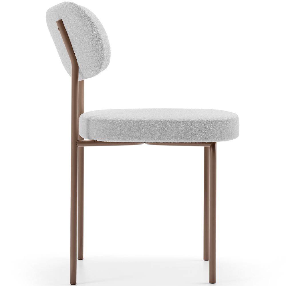 Cadeira Decorativa Sala De Jantar Melina Base Arena L02 Bouclê Cinza - Lyam Decor