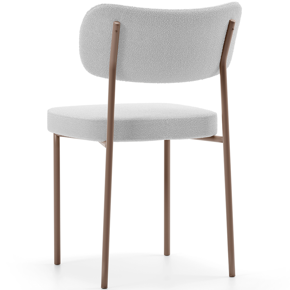 Cadeira Decorativa Sala De Jantar Melina Base Arena L02 Bouclê Cinza - Lyam Decor