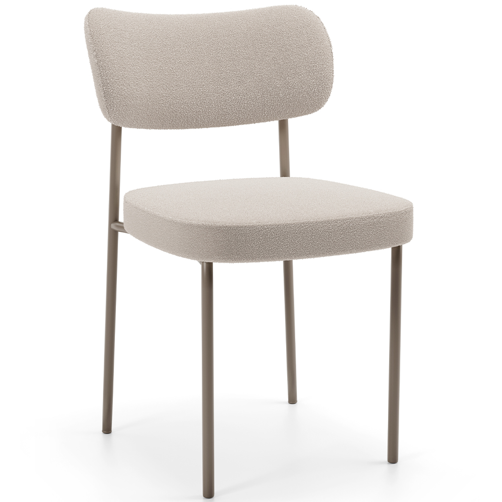 Cadeira Decorativa Sala De Jantar Melina Base Arena L02 Bouclê Creme - Lyam Decor
