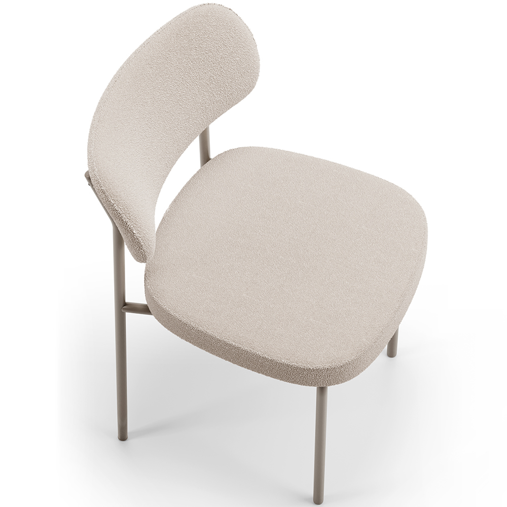Cadeira Decorativa Sala De Jantar Melina Base Arena L02 Bouclê Creme - Lyam Decor