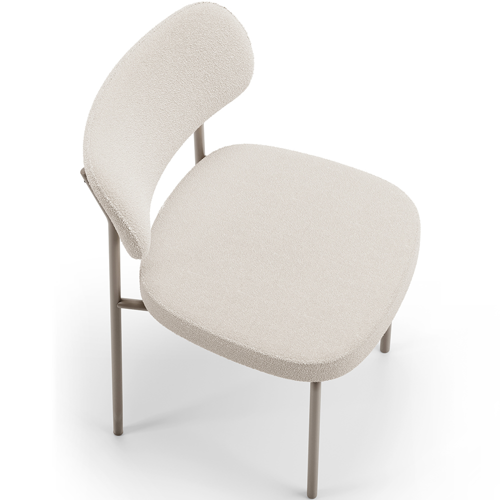 Cadeira Decorativa Sala De Jantar Melina Base Arena L02 Bouclê Cru - Lyam Decor