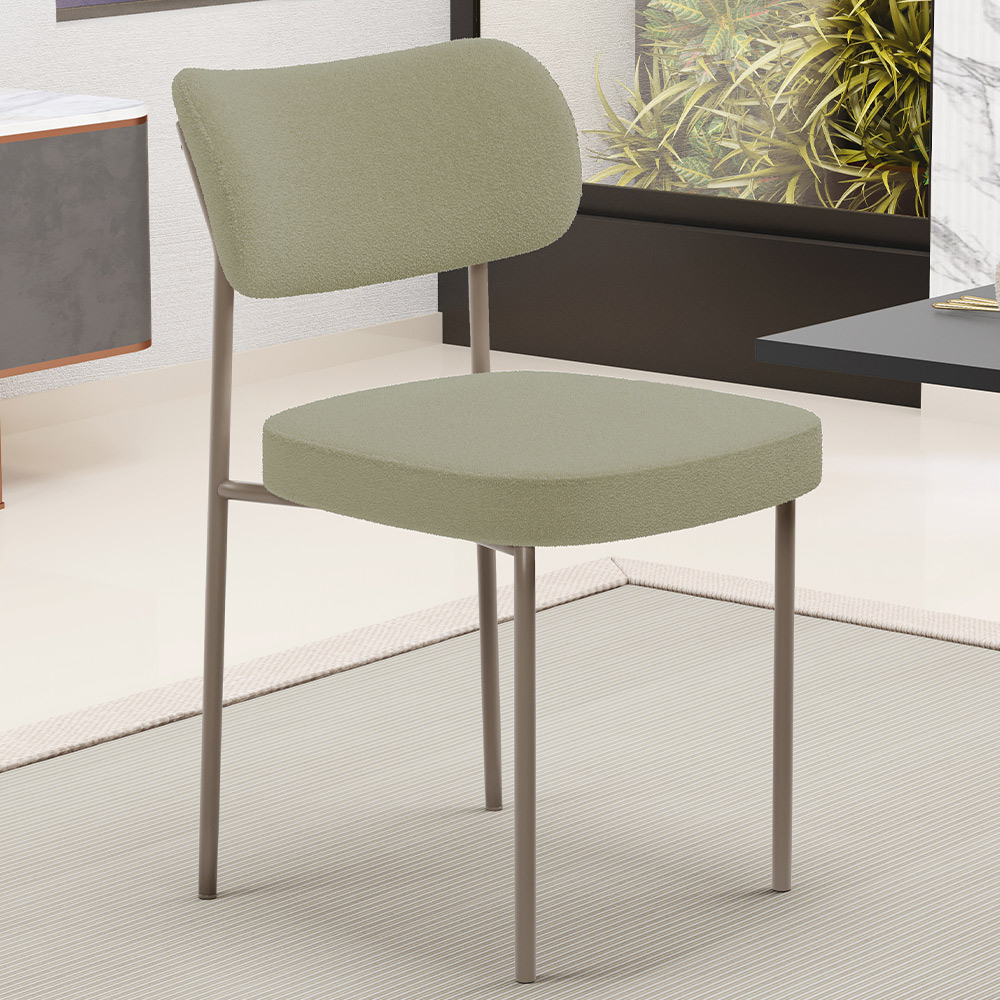Cadeira Decorativa Sala De Jantar Melina Base Arena L02 Bouclê Oliva - Lyam Decor
