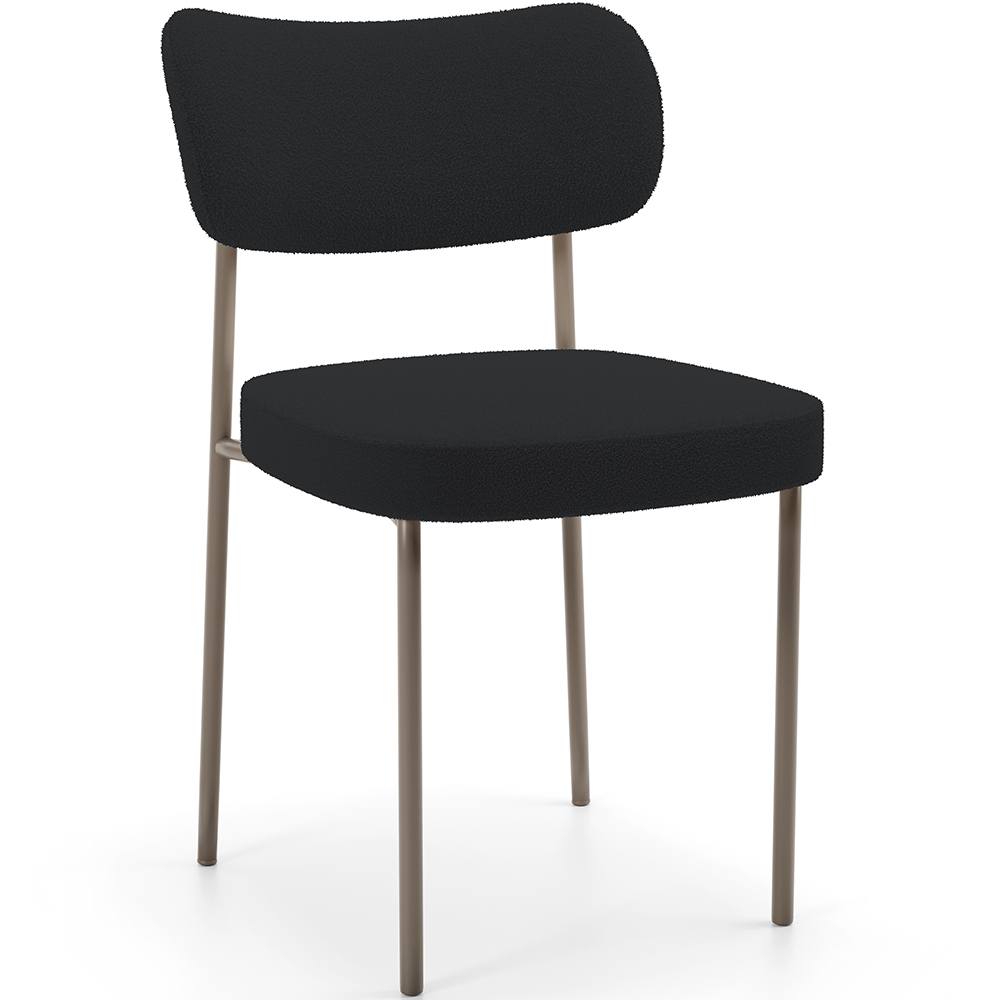 Cadeira Decorativa Sala De Jantar Melina Base Arena L02 Bouclê Preto - Lyam Decor