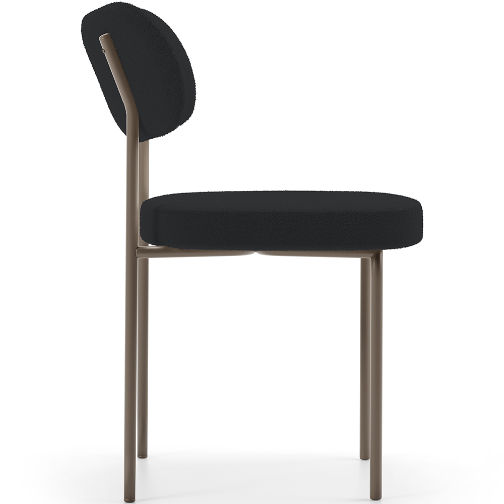 Cadeira Decorativa Sala De Jantar Melina Base Arena L02 Bouclê Preto - Lyam Decor