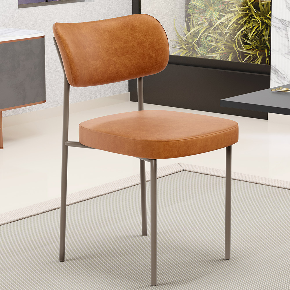 Cadeira Decorativa Sala De Jantar Melina Base Arena L02 Couríssimo Canela - Lyam Decor