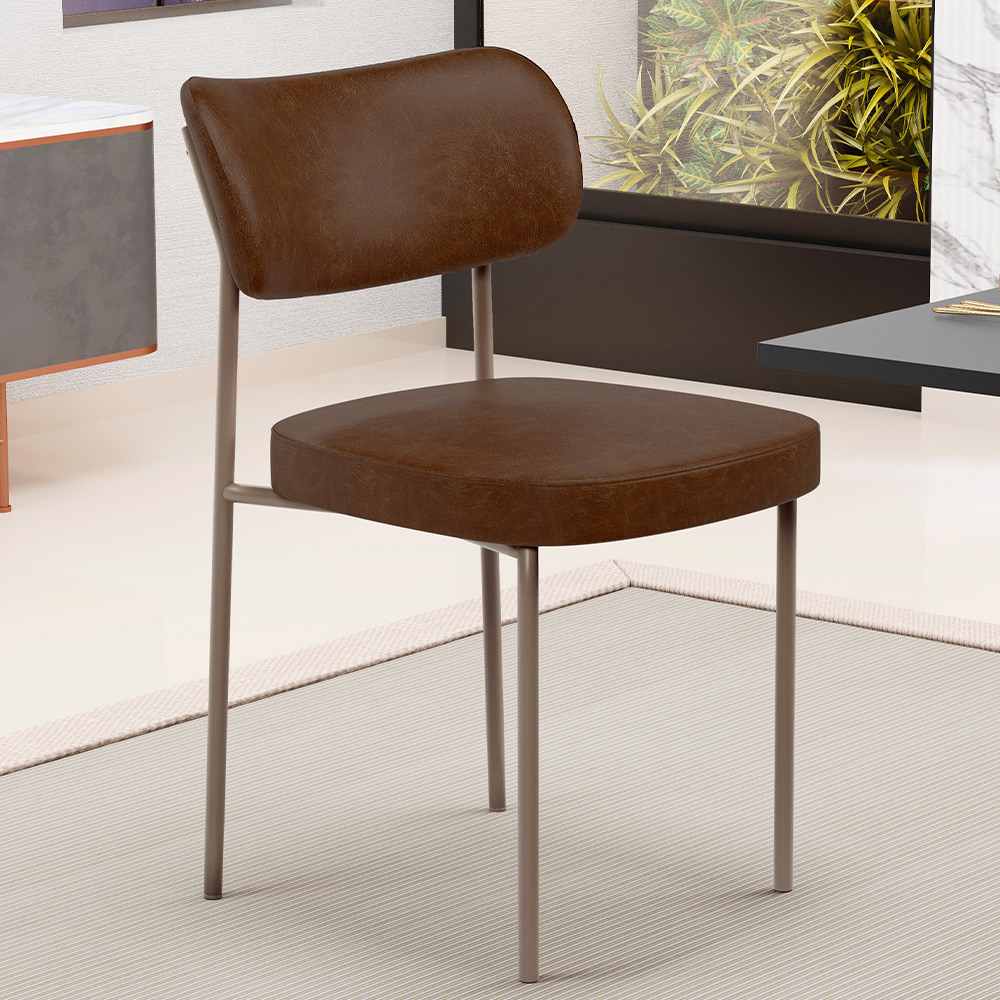 Cadeira Decorativa Sala De Jantar Melina Base Arena L02 Couríssimo Marrom - Lyam Decor