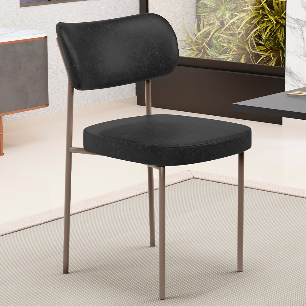 Cadeira Decorativa Sala De Jantar Melina Base Arena L02 Couríssimo Preto - Lyam Decor