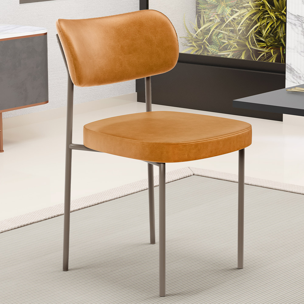 Cadeira Decorativa Sala De Jantar Melina Base Arena L02 Couríssimo Whisky - Lyam Decor