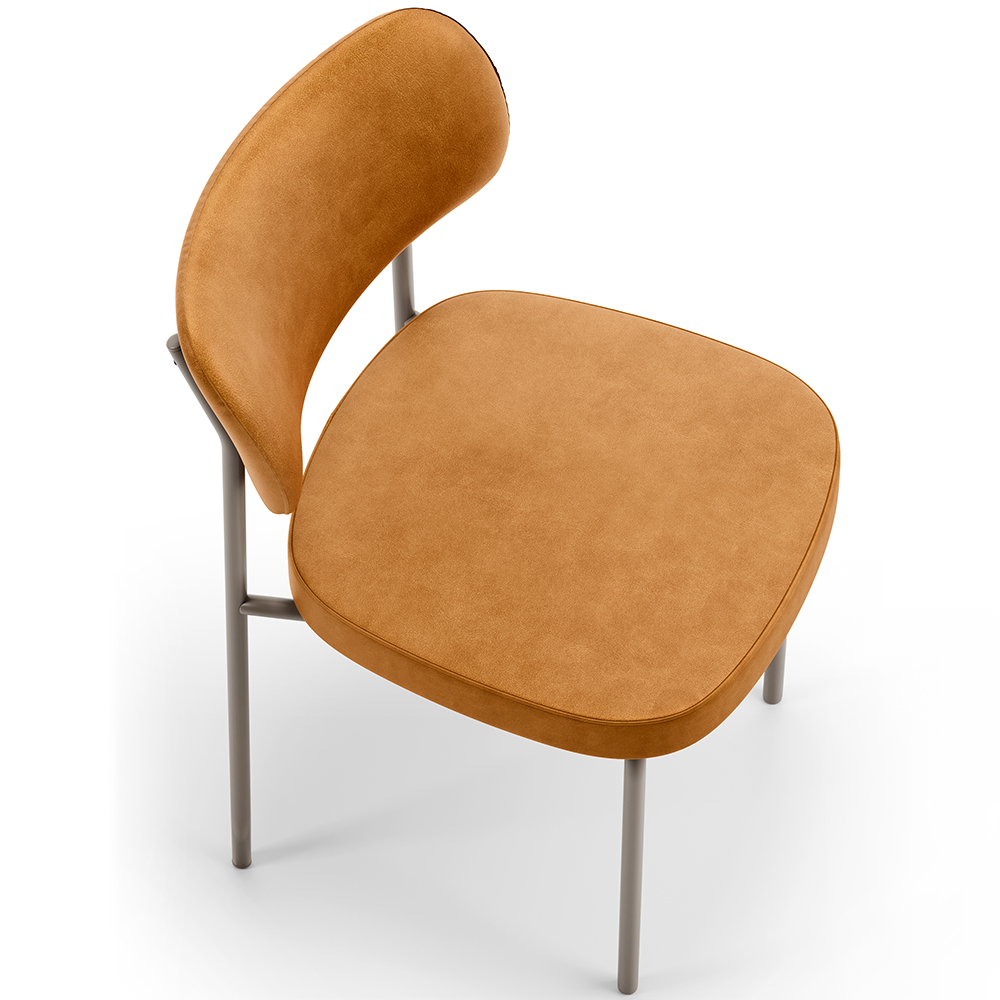 Cadeira Decorativa Sala De Jantar Melina Base Arena L02 Couríssimo Whisky - Lyam Decor
