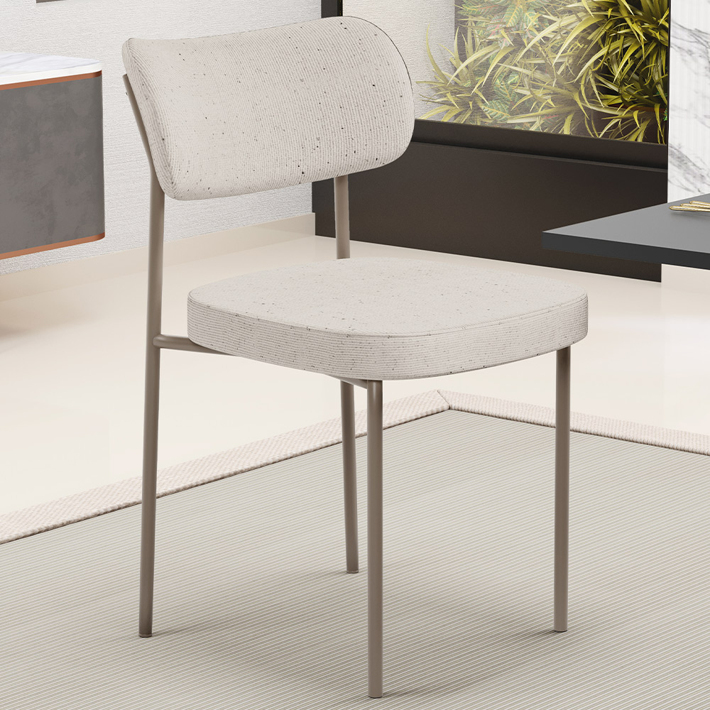 Cadeira Decorativa Sala De Jantar Melina Base Arena L02 Linho Cru - Lyam Decor
