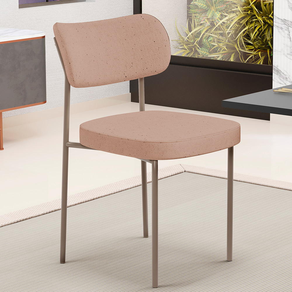 Cadeira Decorativa Sala De Jantar Melina Base Arena L02 Linho Rosê - Lyam Decor
