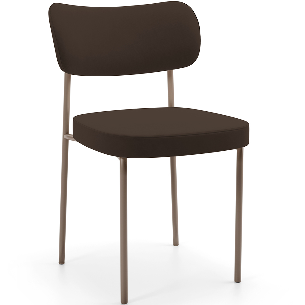 Cadeira Decorativa Sala De Jantar Melina Base Arena L02 Suede Marrom - Lyam Decor