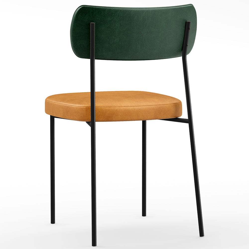 Cadeira Decorativa Sala De Jantar Melina L02 Couríssimo Verde Musgo Couríssimo Whisky - Lyam Decor