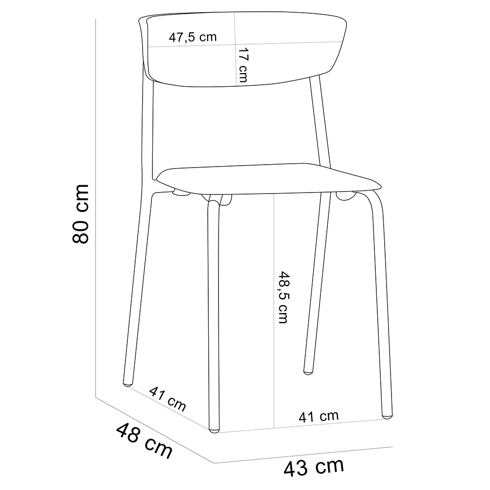 Cadeira Empilhável Fixa Atom F02 Base Aço Nude - Lyam Decor