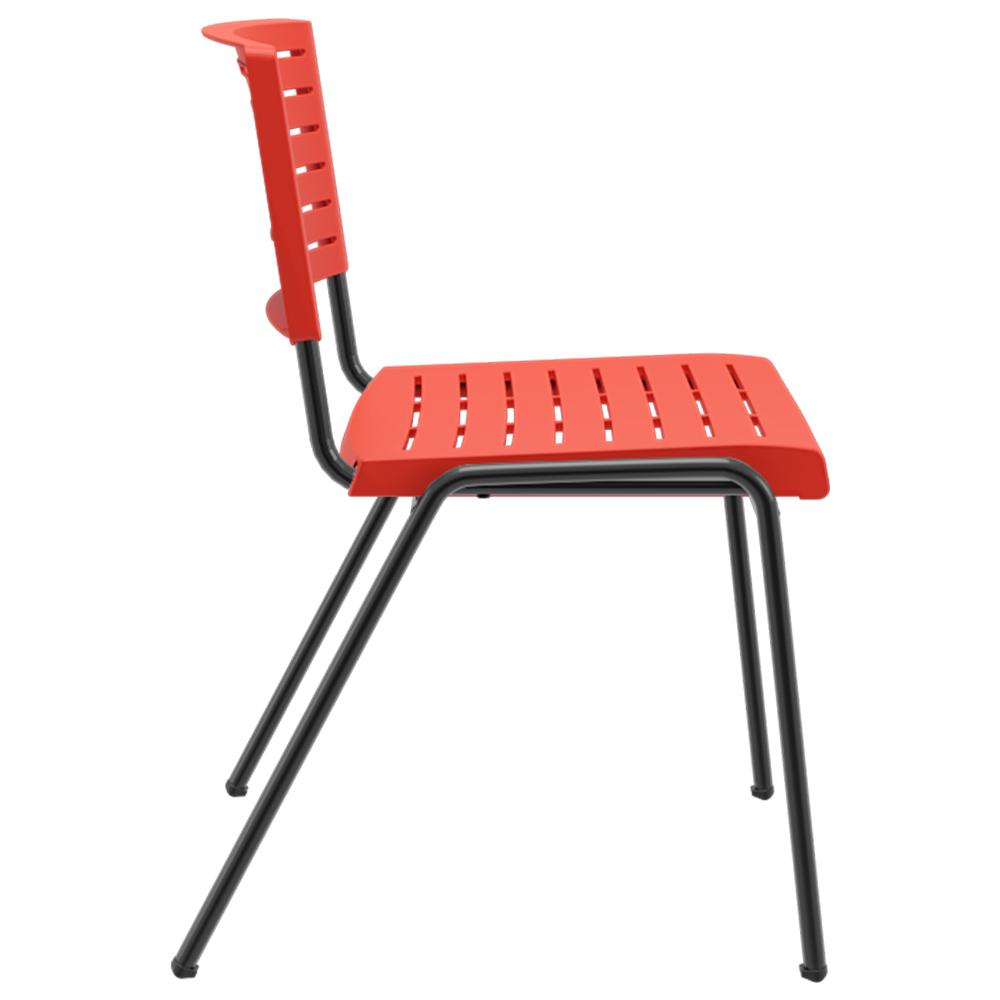 Cadeira Empilhável Fixa Escritório Multiuso Base Preta Kimi P03 Vermelho - Lyam Decor