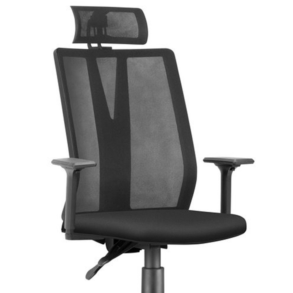 Cadeira Escritório Presidente Executiva Giratória Apoio de Cabeça Addit F02 Crepe Preto - Lyam Decor