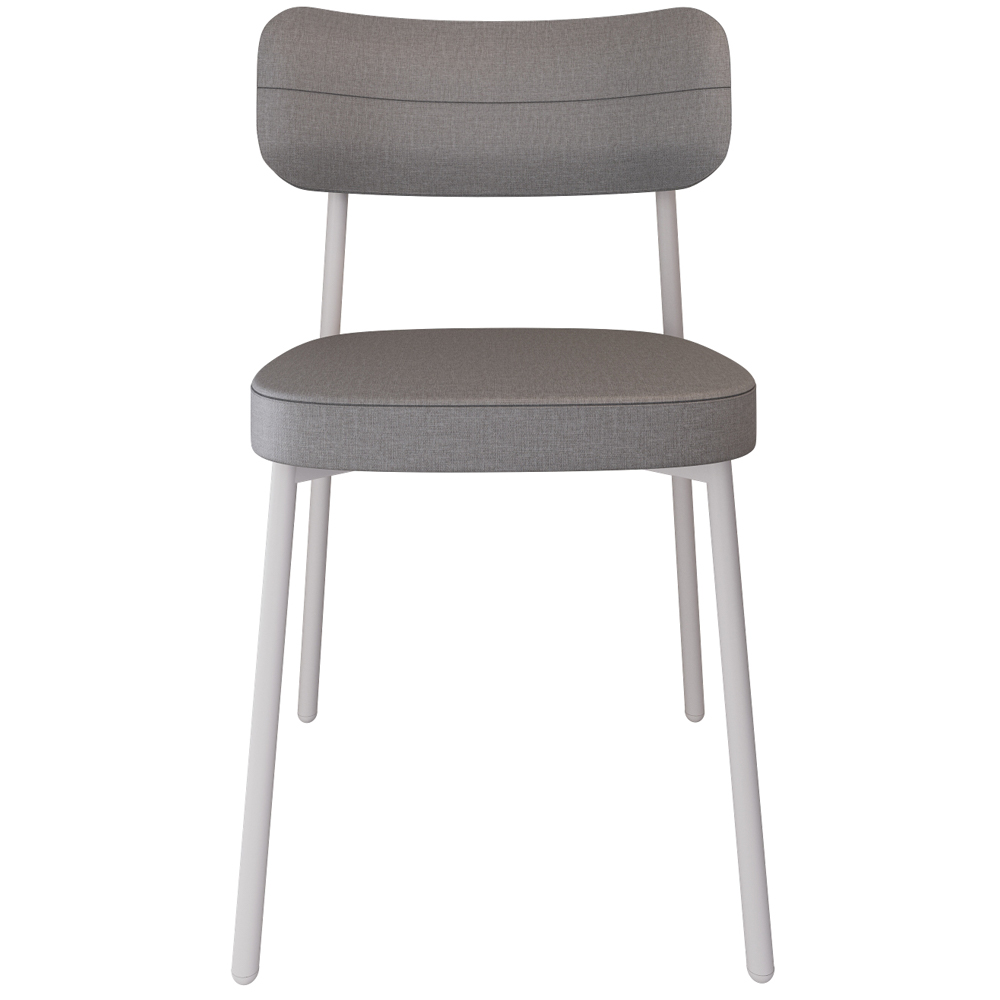 Cadeira Estofada Para Sala de Jantar Astrid Branco C01 Linho Cinza - Lyam Decor