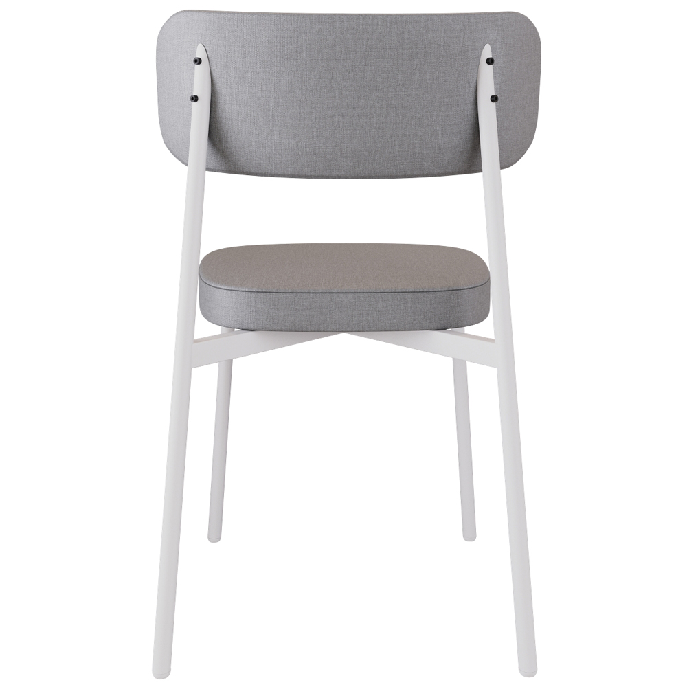 Cadeira Estofada Para Sala de Jantar Astrid Branco C01 Linho Cinza - Lyam Decor
