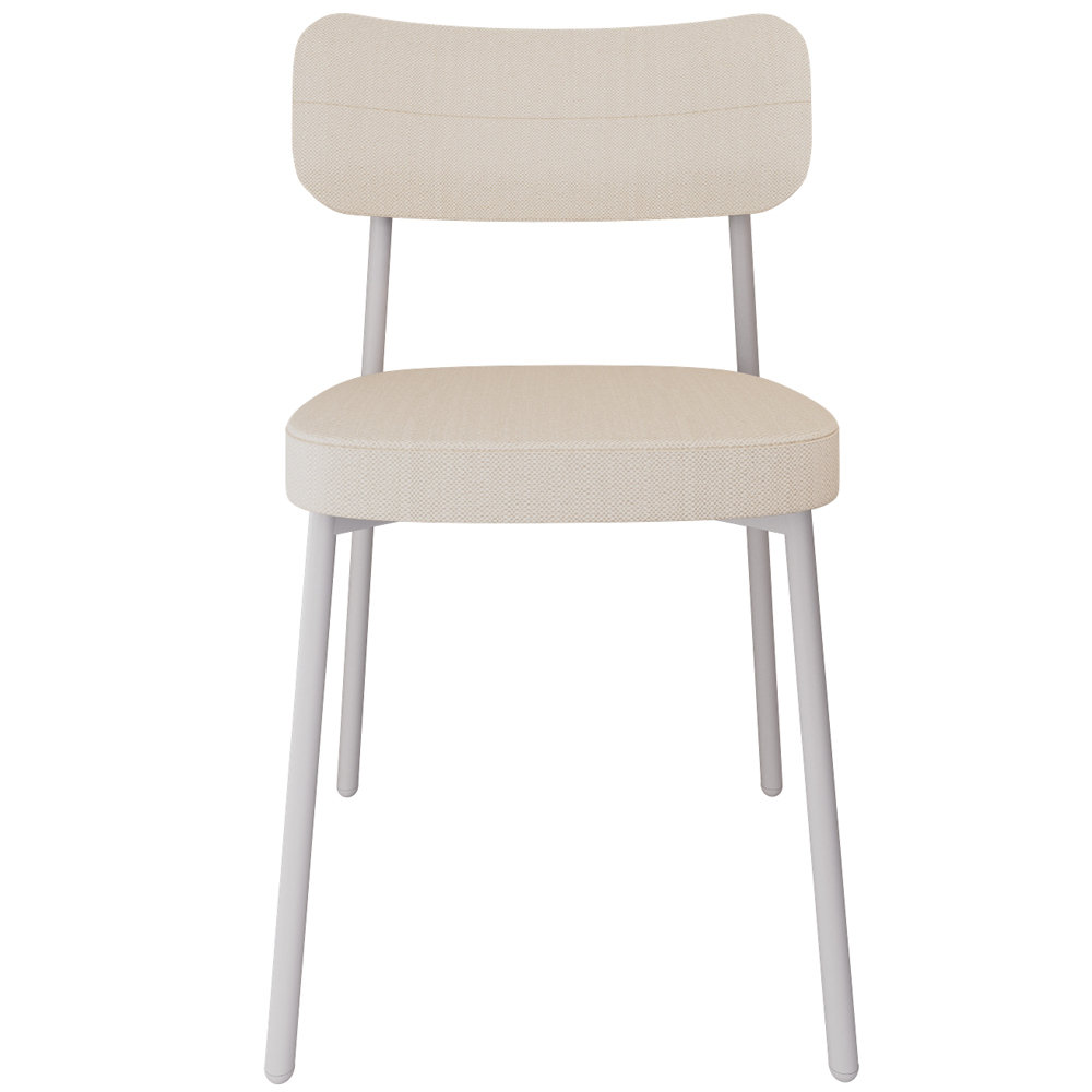 Cadeira Estofada Para Sala de Jantar Astrid Branco C01 Linho Palha - Lyam Decor