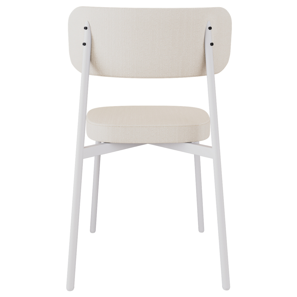 Cadeira Estofada Para Sala de Jantar Astrid Branco C01 Linho Palha - Lyam Decor