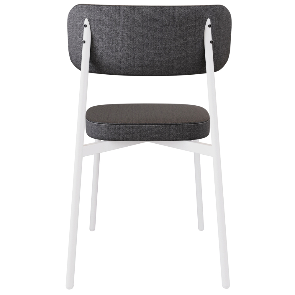 Cadeira Estofada Para Sala de Jantar Astrid Branco C01 Linho Preto - Lyam Decor