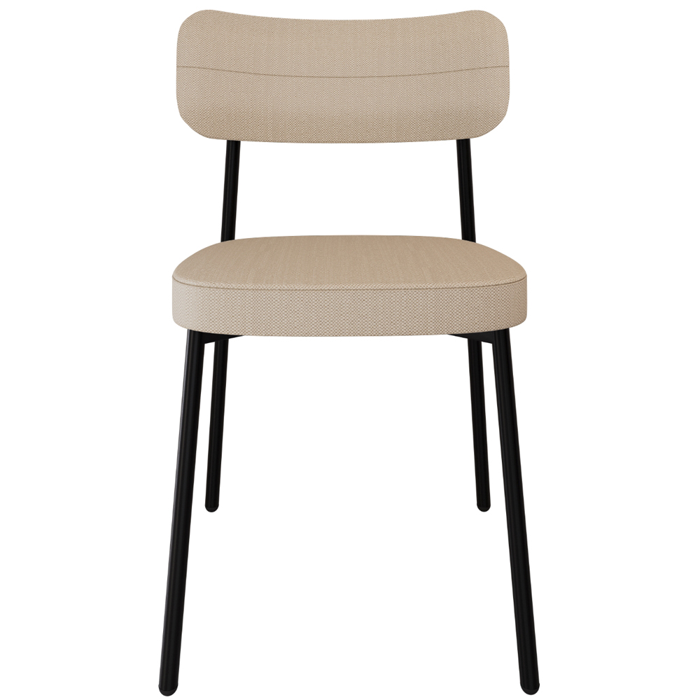 Cadeira Estofada Para Sala de Jantar Astrid Preto C01 Linho Areia - Lyam Decor
