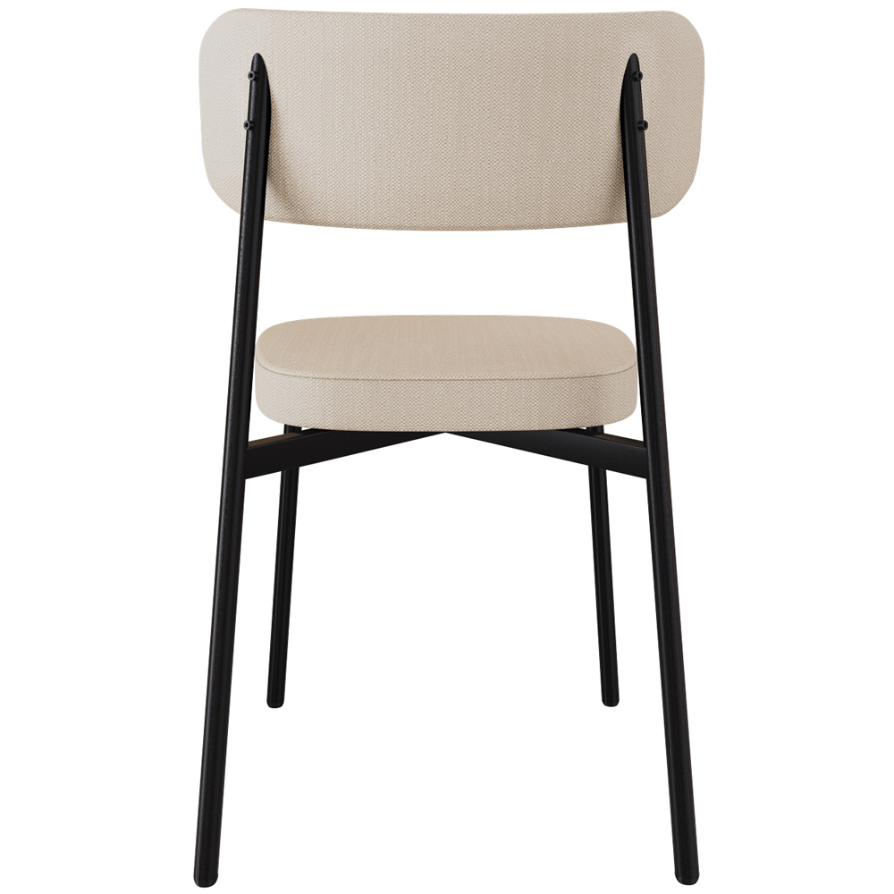 Cadeira Estofada Para Sala de Jantar Astrid Preto C01 Linho Areia - Lyam Decor