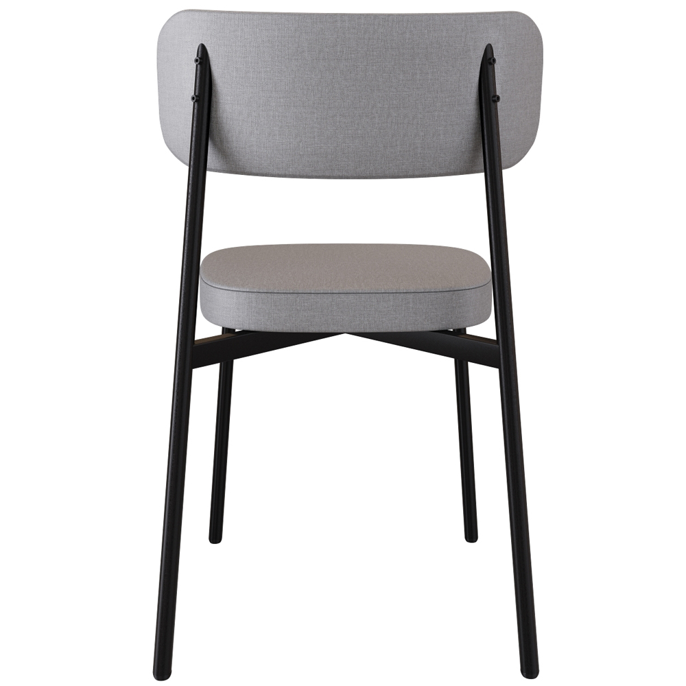 Cadeira Estofada Para Sala de Jantar Astrid Preto C01 Linho Cinza - Lyam Decor