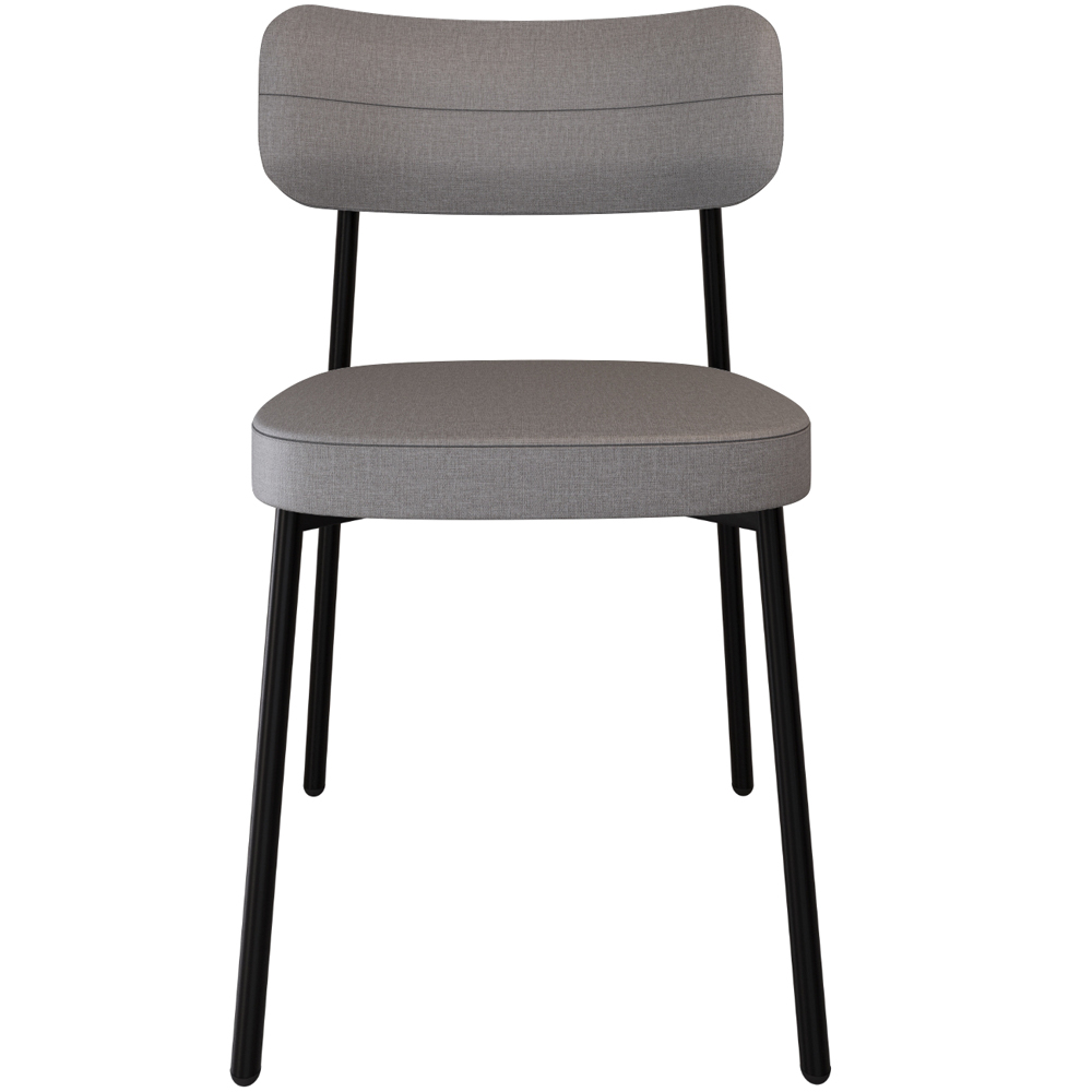 Cadeira Estofada Para Sala de Jantar Astrid Preto C01 Linho Cinza - Lyam Decor