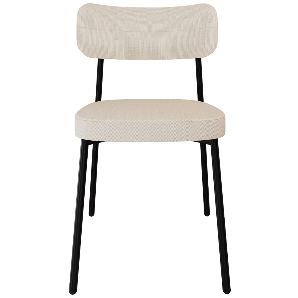Cadeira Estofada Para Sala de Jantar Astrid Preto C01 Linho Palha - Lyam Decor