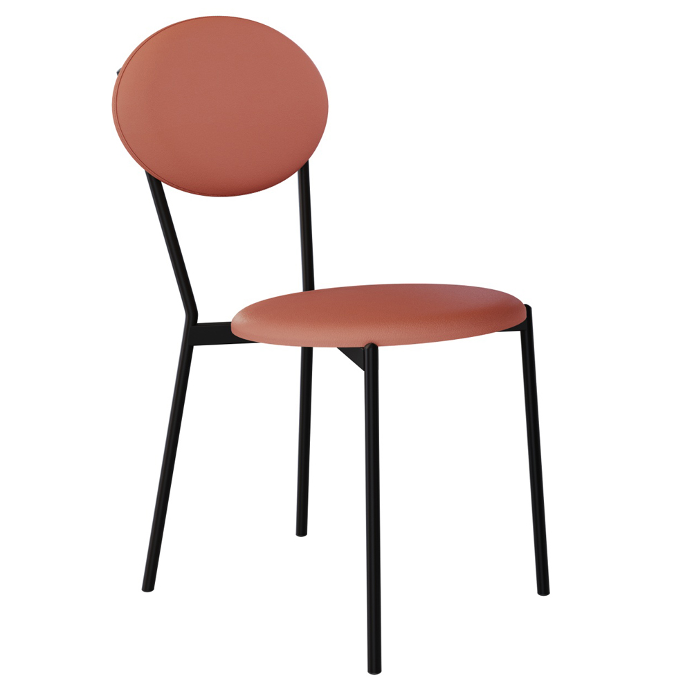Cadeira Estofada Para Sala de Jantar Azuri Preto C01 Courino Terra Rosê - Lyam Decor