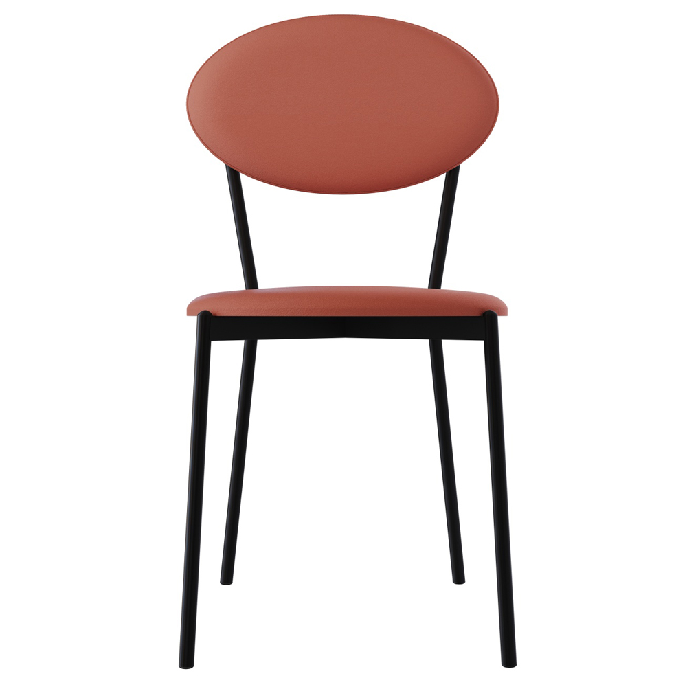 Cadeira Estofada Para Sala de Jantar Azuri Preto C01 Courino Terra Rosê - Lyam Decor
