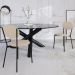 Cadeira Estofada Para Sala de Jantar Azuri Preto C01 Linho Areia - Lyam Decor