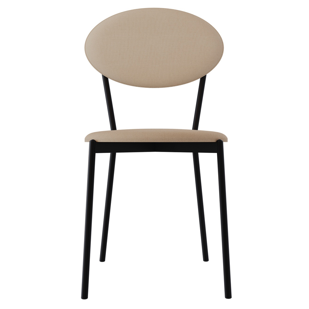 Cadeira Estofada Para Sala de Jantar Azuri Preto C01 Linho Areia - Lyam Decor