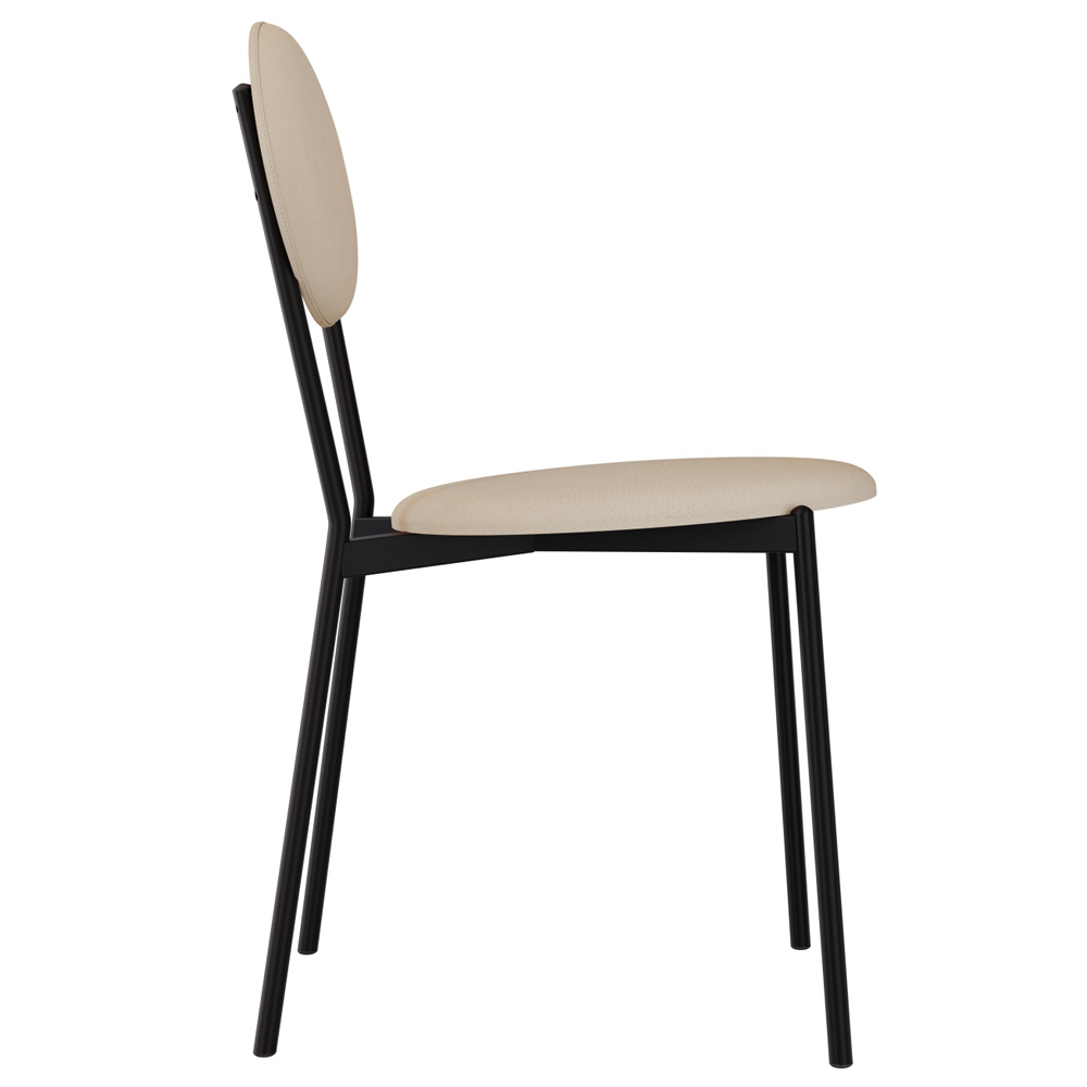 Cadeira Estofada Para Sala de Jantar Azuri Preto C01 Linho Areia - Lyam Decor